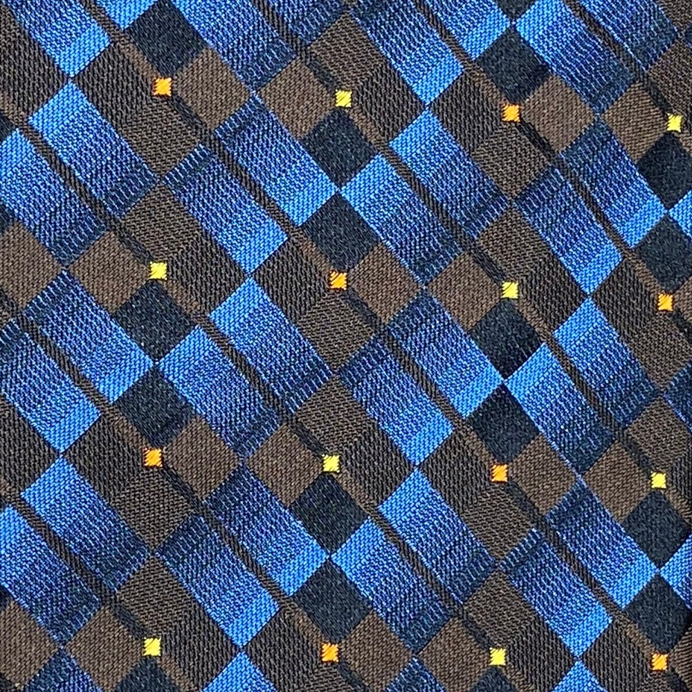 Bruno Marchesi Silk Necktie Check Extra Long Blue Jacquard Italy Excellent - Picture 6 of 6
